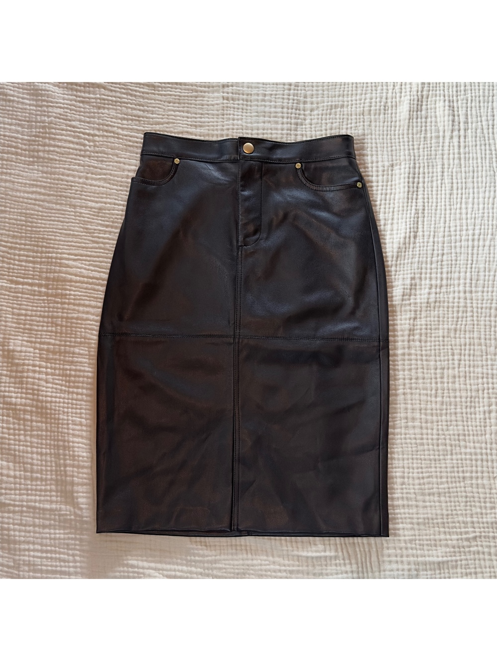 NWT Women’s Talbots Vegan Leather Midi Skirt Size 2p Moto Goth Party Going Out